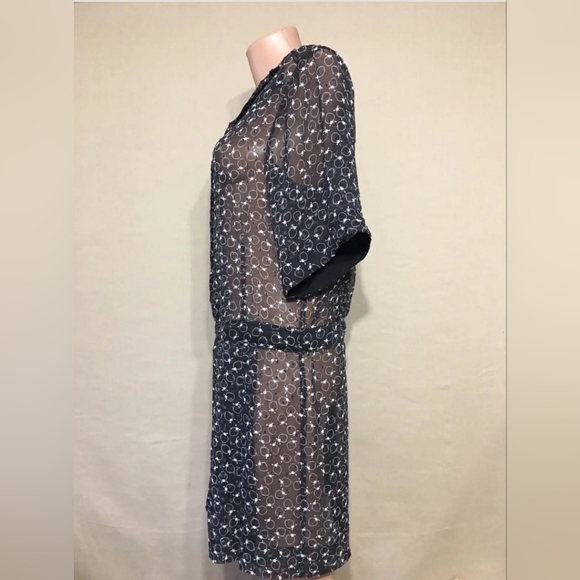 See by Chloe Black Chiffon Mini Mesh Dress Strawberry Size US 8 - Picture 4 of 10